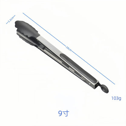 Silicone Clips for Kitchen Non-Stick Pans, Anti-Scalding and High Temperature Resistance, Household Barbecue and Steak Special Set, Stainless Steel Food Clips