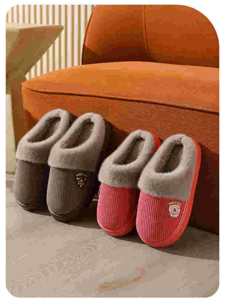 Autumn and Winter Cotton Slippers for Women 2025 New Home Indoor Couple Warm Plush Thickeneded Bottom Men's Cotton Slippers
