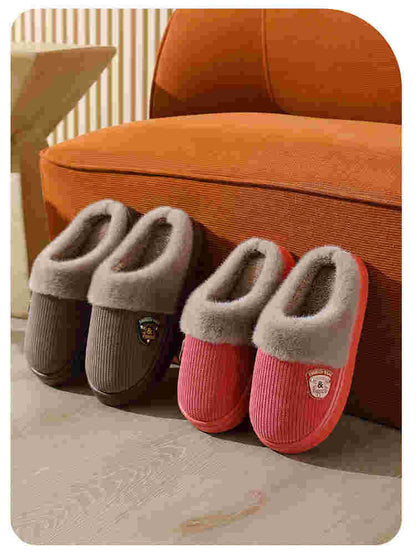 Autumn and Winter Cotton Slippers for Women 2025 New Home Indoor Couple Warm Plush Thickeneded Bottom Men's Cotton Slippers