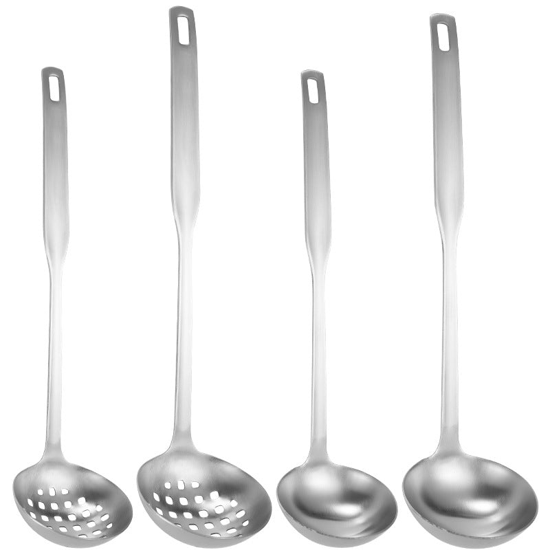 304 Stainless Steel Soup Spoon Hot Pot Colander Household Thickened Large Spoon Long Handle Porridge Spoon Porridge Spoon Drinking Soup Spoon