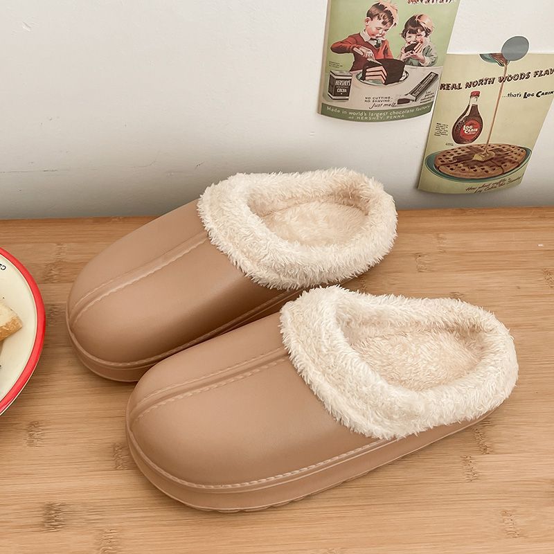 Women's Cotton Slippers for Winter 2025, Indoor Home Non-Slip Autumn and Winter Cold-Proof Closed-Toe Waterproof Fur Slippers for Winter Home Use