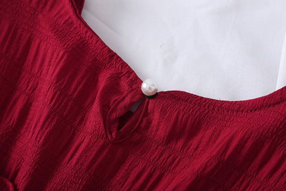 New Design Niche Skirt, Feminine, Slim Waist, French Mid-length, Western Style Short-sleeved Dress