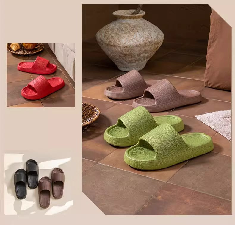 Thick-Soled Sandals for Women 2025 New Summer Home Indoor Bathing Non-Slip Simple Shit-Stepping Couple Slippers for Men