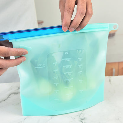 Sealed bag food grade fresh-keeping bag refrigerator vegetable and fruit storage bag sealed bag with pull rod silicone fresh-keeping bag
