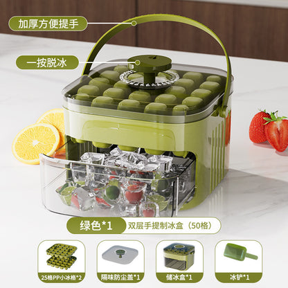 Ice Cube Mold Press Ice Cube Frozen Ice Cube Artifact with Lid Food Grade Homemade Ice Box Household Refrigerator Storage Box