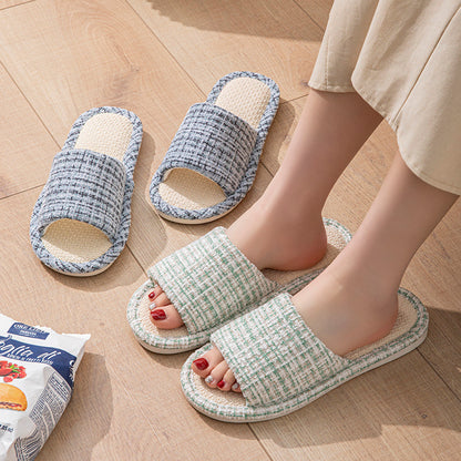 Linen Slippers for Women Spring & Fall Sweat-Absorbent Home Silent Japanese Cotton and Linen Indoor Non-Slip Breathable Slippers for Men All Seasons Wholesale