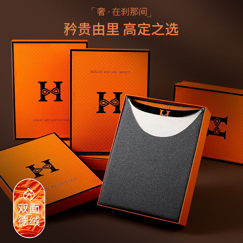 Fashion brand H seamless thermal underwear men's suit de AB surface double-sided velvet brushed men's autumn clothes long pants women's wholesale