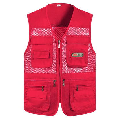 Cross-Border Outdoor Multi-Pocket Vest Men's Fishing Vest Photography Middle-Aged Men's Tops Work Clothes Middle-Aged and Elderly Dad Wear