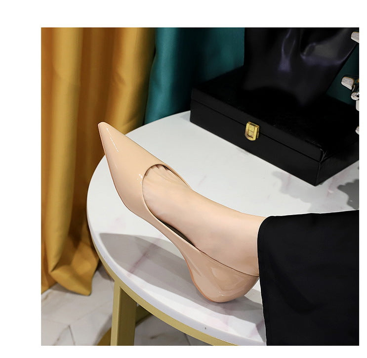 Patent Leather Women Flats Lady Sexy Evening Party Slip On Flat Shoes Women Sharp Pointed Low Heel Shoes Leisure Female Shoes