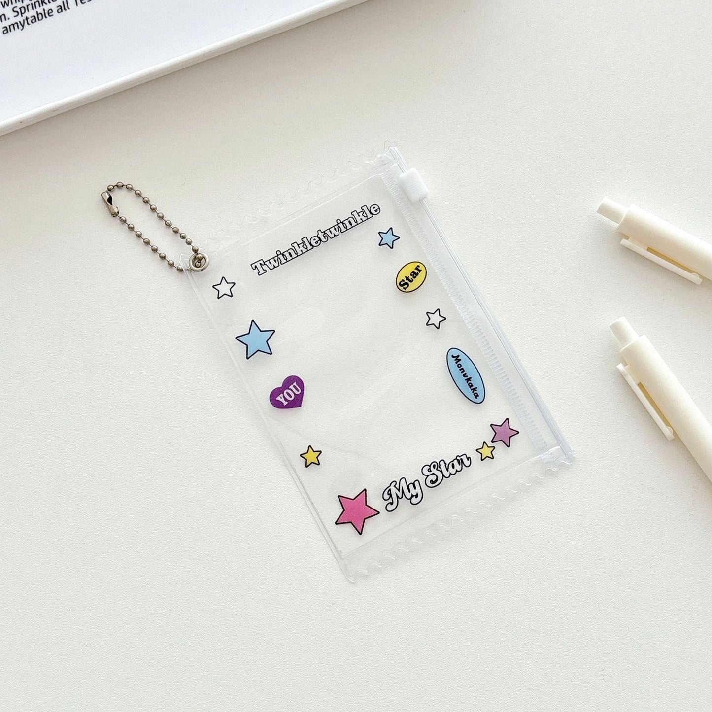 Monvkaka American-Style Star Small Zipper Card Holder Random Card Storage Card Case Card Holder Gu Mei Baji Bag