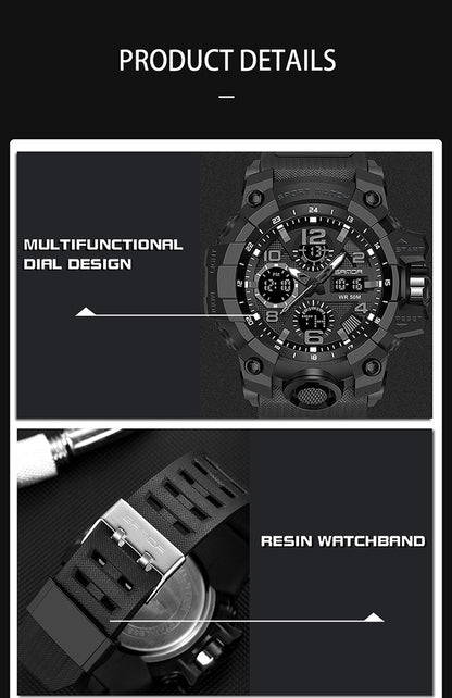 Sanda Hot-Selling Watch Korean Version Student Party Multi-Functional Waterproof Alarm Clock Electronic Watch Cool Dual Display Luminous Sports Watch by PDG ibma