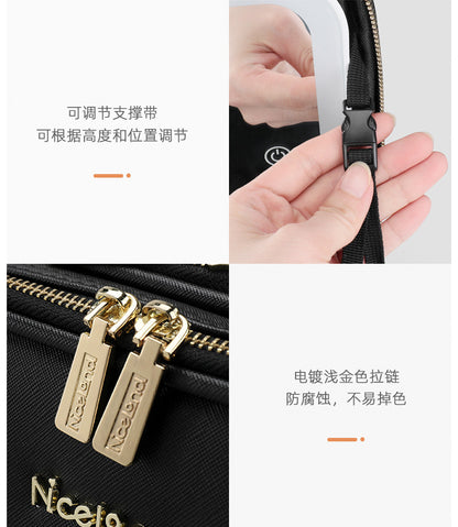 Cosmetic Bag with mirror with light large capacity makeup cosmetic storage bag portable travel removable partition bag