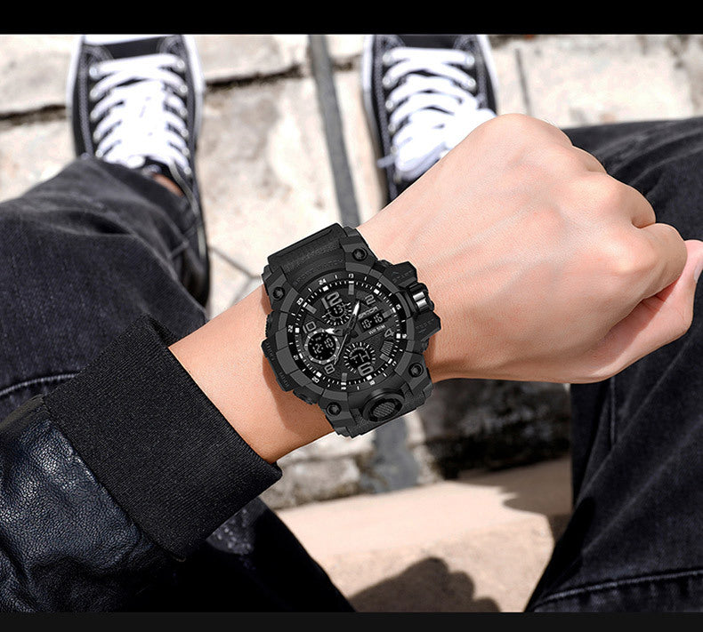 Sanda Hot-Selling Watch Korean Version Student Party Multi-Functional Waterproof Alarm Clock Electronic Watch Cool Dual Display Luminous Sports Watch by PDG ibma