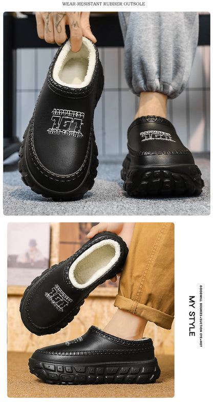 Men's Cotton Slippers Winter 2025 New Home Cross-Border Fleece Chef Cotton Shoes for Outdoor Wear, Non-Slip Waterproof Closed-Toe Cotton Shoes