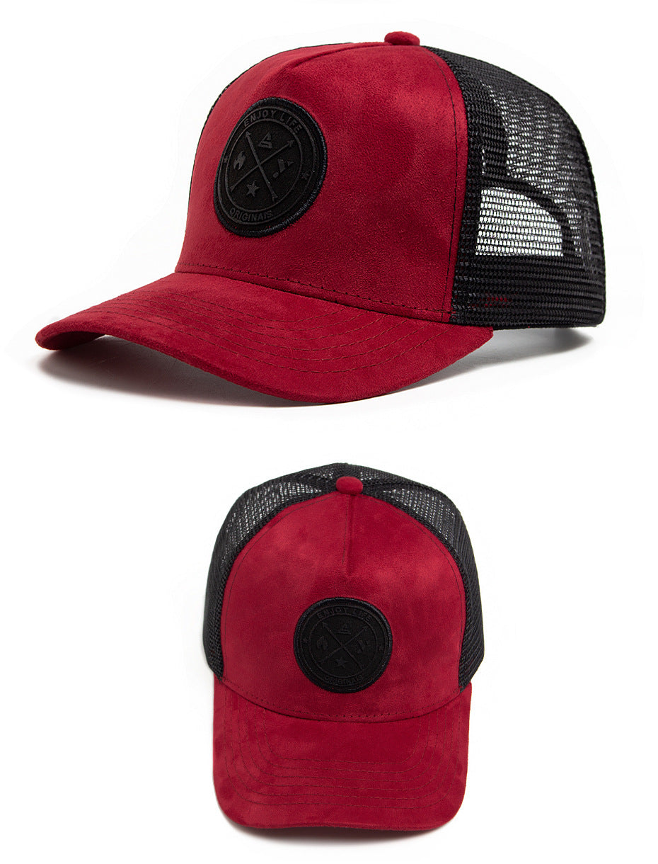 Summer Round Label Suede Baseball Cap Men's Mesh All-match Sunshade Women's Hip-hop Hat Trendy Foreign Trade Explosions in stock