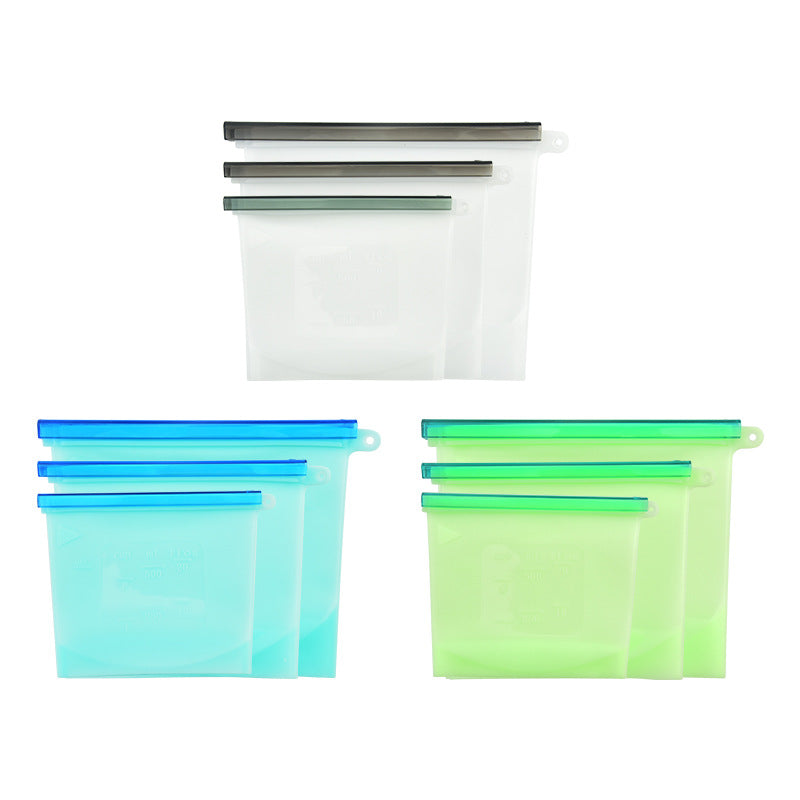 Sealed bag food grade fresh-keeping bag refrigerator vegetable and fruit storage bag sealed bag with pull rod silicone fresh-keeping bag