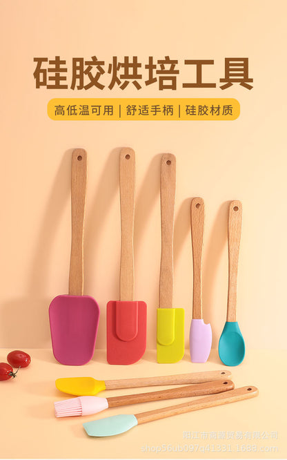 Silicone Large Scraper Special Wooden Handle Baking Silicone Kitchen Tool Cake Homemade Handmade Dessert