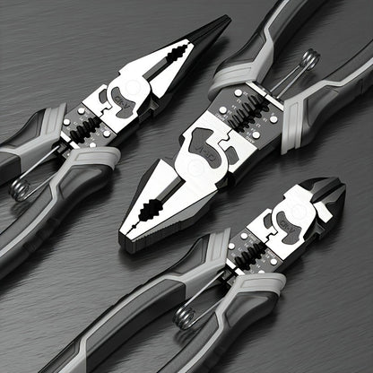 German-Style Multi-Functional Hand Pliers, Industrial-Grade Eccentric Wire Pliers, Needle-Nose Pliers, Diagonal Nose Pliers, Electrician's Special Pliers for Wire Stripping
