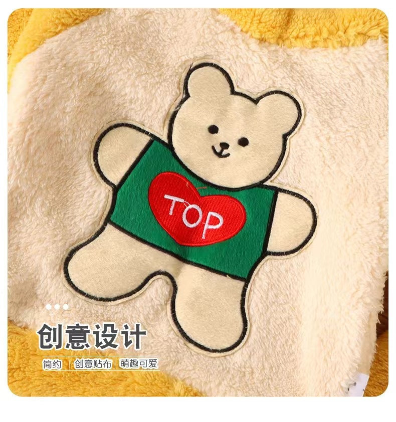 New Kidsren's Flannel Pajamas Set Autumn and Winter Boys and Girls Coral Velvet Thickeneded Home Clothes Two-piece Set