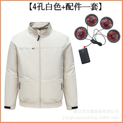 Cross-Border Summer Cooling Air-Conditioning Clothing with Fan Refrigeration Workwear Outdoor Heatstroke Prevention Fan Clothing Men's Labor Protection Clothing Work Clothes