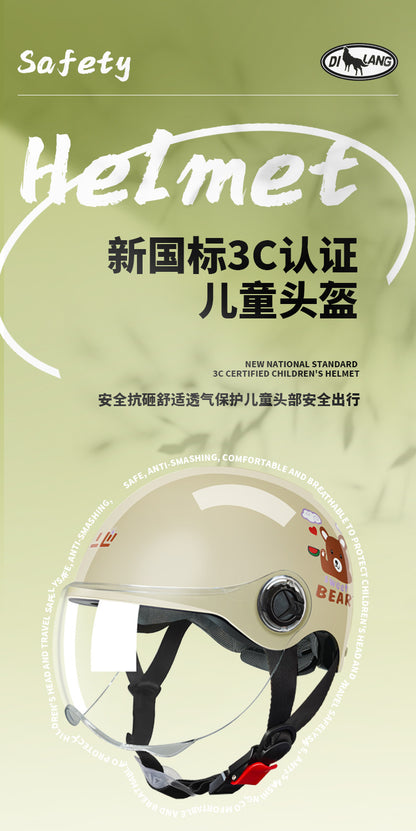 3C Certified Motorcycle Helmet Summer Collision Avoidance for Boys and Girls Aged 6-14 Four Seasons Universal Electric Vehicle Safety Helmet
