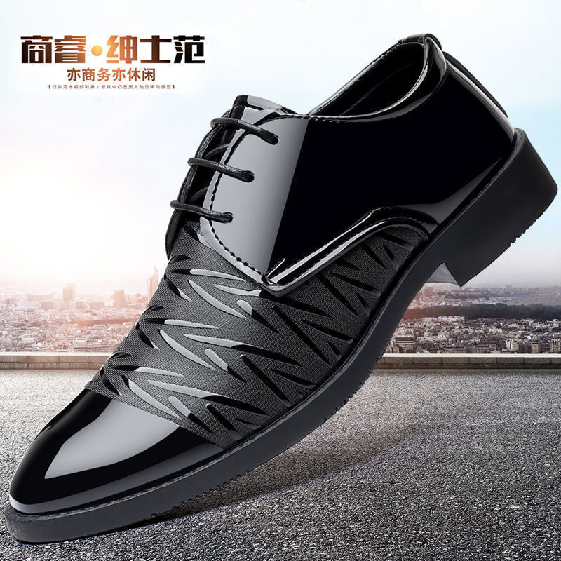 Men's Leather Shoes Men's Shoes 2020 Spring New Youth Business British Black Casual Breathable Dress Shoes