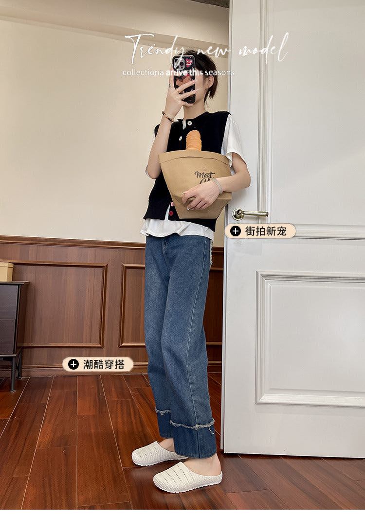 New Foreign Trade French Niche Hollow Toe Half Slippers for Women Summer Cross-Border Wear Roman Style Soft-Soled Mule Shoes