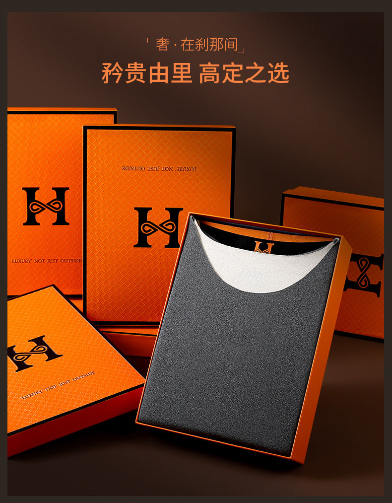 Fashion brand H seamless thermal underwear men's suit de AB surface double-sided velvet brushed men's autumn clothes long pants women's wholesale