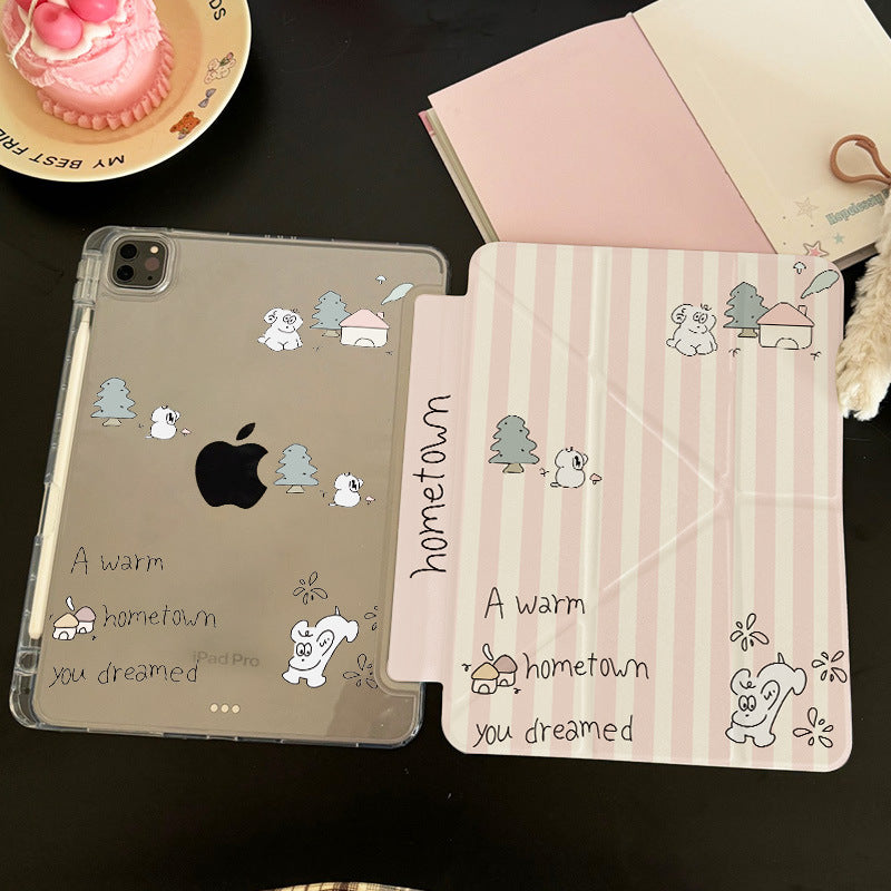 For iPad11 protective cover air7 shell transparent anti-bending pro Apple 11 inch new mini7 cartoon painting