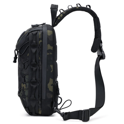 Men's Tactical Chest Bag, Crossbody Bag, Functional Outdoor Travel Lightweight Camouflage Shoulder Bag, Multi-Functional Lure Backpack