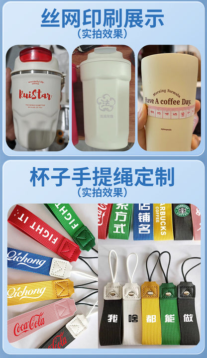Cross-border high-value 316 stainless steel thermos cup large-capacity double-drink ceramic liner car cup portable handle cup