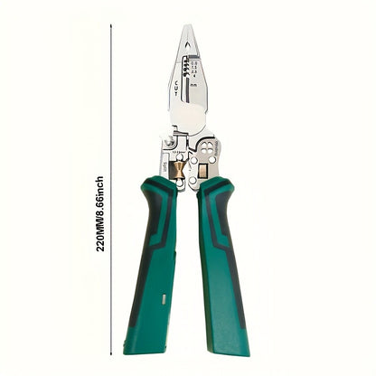 8-in -1 multifunctional wire stripper for electrician with power measurement, wire cutting, cable scissors, multi-purpose wire stripping, wire pressing and wire splitting pliers
