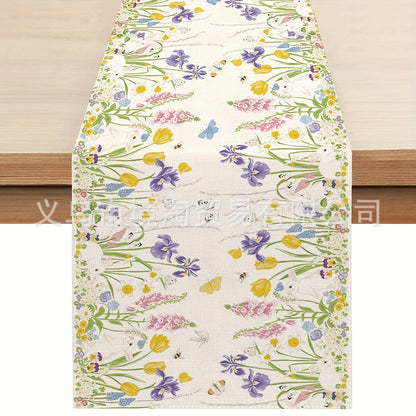 Linen Table Runner Pastoral Flower Lemon Summer Home Dining Table Outdoor Decoration Printed Tablecloth Table Runner