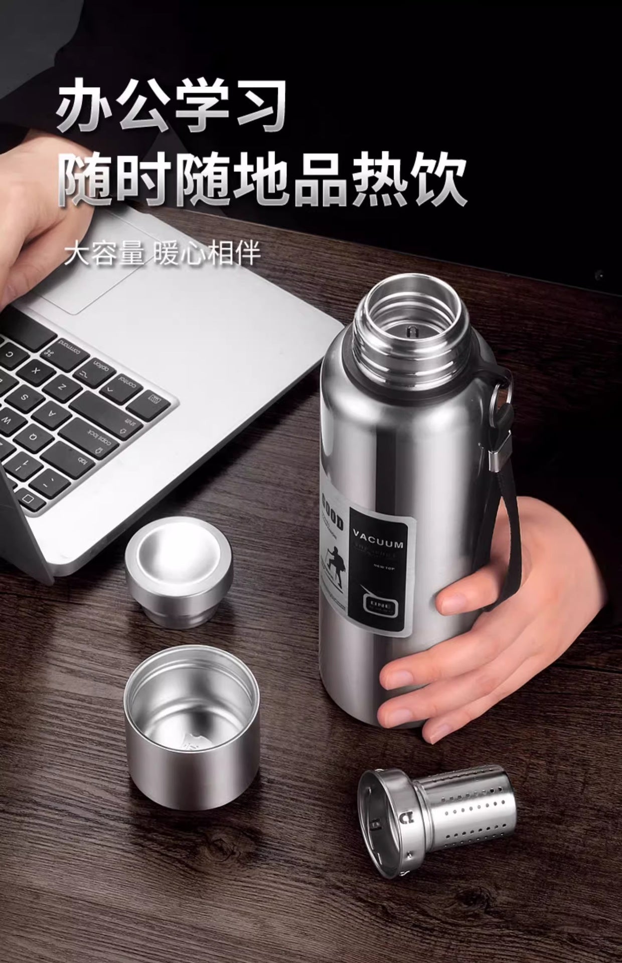 Large Capacity 316 Stainless Steel All-Steel Pot Men's Outdoor Travel Mountaineering Portable Thermos Cup Wholesale Cross-Border