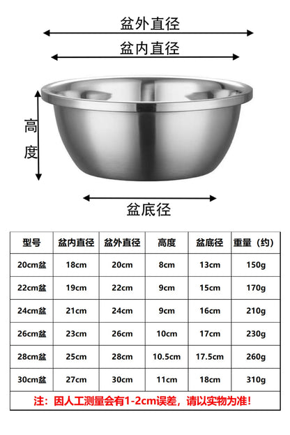 304 Stainless Steel Basin Drain Basket Vegetable Basket Household Rice Washing Sieve Thickeneded Cooking Basin and Basin Vegetable Basin Wholesale