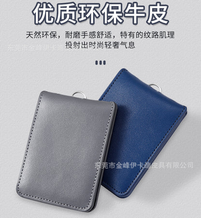 Strict selection of leather card set folding bank work card work card leather card certificate card set hanging rope badge bus