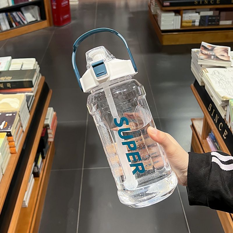 Large-Capacity Sports Water Cup Internet Celebrity Fitness High-Temperature-Resistant Plastic Cup Extra-Large Water Kettle Portable Straw Cup