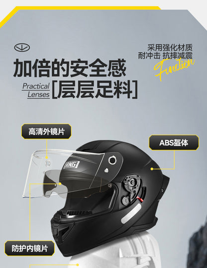 New National Standard 3C/Dot Certified Motorcycle Helmet Dual Lens with Bluetooth Headset Glasses Slot Full Face Motorcycle Helmet