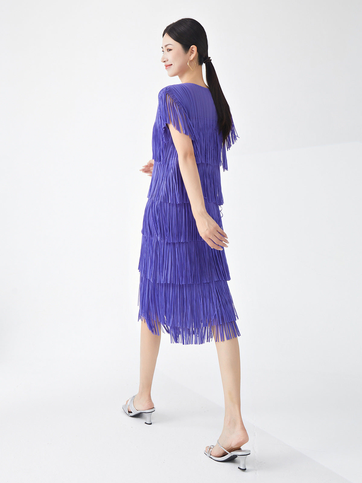 Miyake Hot Selling Dress Commuting Women's Summer Design Niche Drape Temperament Fashionable Elegant Tassel Midi Skirt