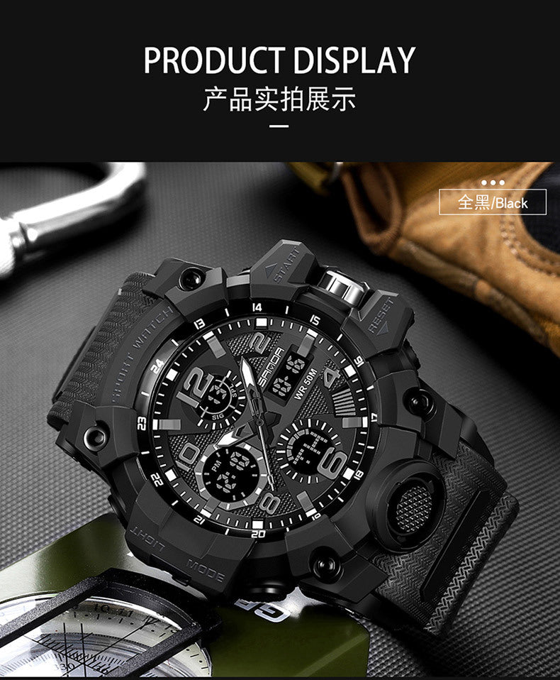 Sanda Hot-Selling Watch Korean Version Student Party Multi-Functional Waterproof Alarm Clock Electronic Watch Cool Dual Display Luminous Sports Watch by PDG ibma