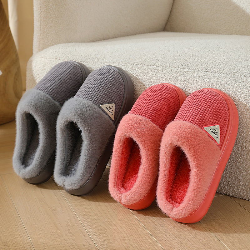 Slippers for Women Winter 2025 New Warm Indoor Home Non-Slip Thick-Soled Cotton Slippers Men's Wool Slippers Autumn and Winter