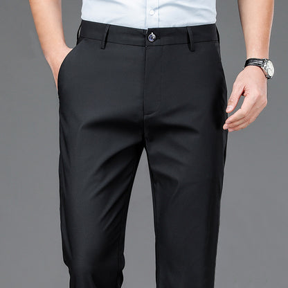 Men's Casual Trousers for Foreign Trade, Loose and Fattened, No-Iron Straight Suit, Business Elastic Trousers Wholesale