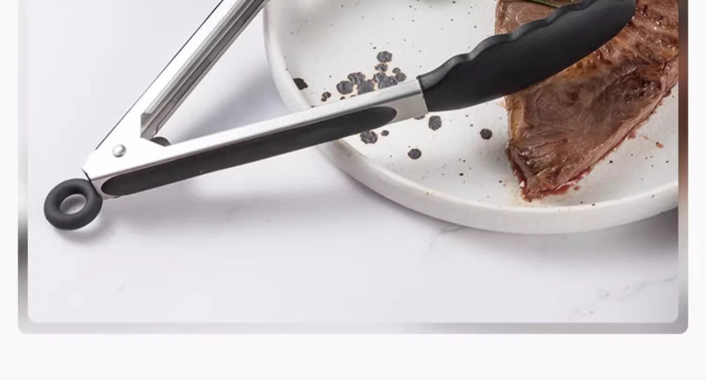 Cross Border Black Silicone Clip Food Clip Commercial High Temperature Resistant Food Grade Kitchen Steak Barbecue Grill Tool