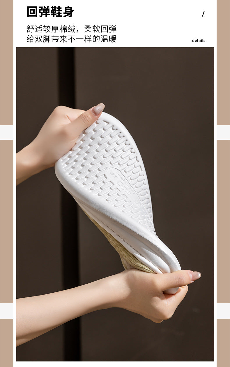 Non-Slip Simple Cotton Slippers for Men in Winter 2025 New Indoor Home Warm Plush Thickeneded Cotton Slippers for Women to Wear Outside