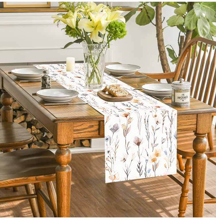 Amazon New Flower Table Runner Living Room Dining Table Decorative Tablecloth Cross-border Plant Flower Printing Tablecloth Coffee Table Cloth