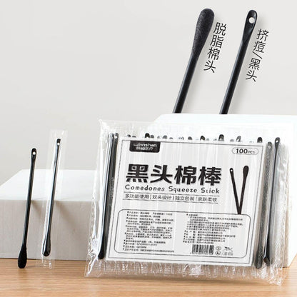 Black spiral double ear scoop cotton swab ear eyebrows wipe makeup cotton swab change eyeliner cleaning cotton swab