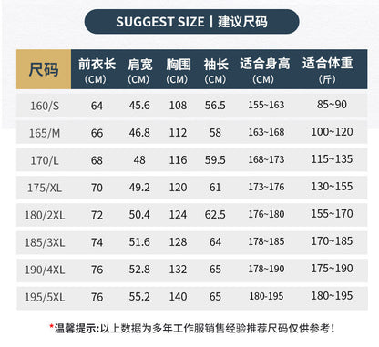 Pure Cotton Thin Summer Long Work Clothes Suit Wear-Resistant, Breathable and Sweat-Absorbent Welder Shipyard Factory Workshop Suit