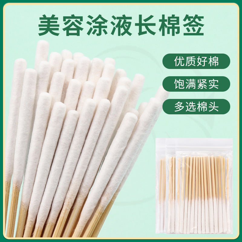 Wholesale Beauty Salon Bamboo Cotton Swabs for Removing Spots, Liquid Application, Ultra-Thin and Thickened Version, 30-Pack Beauty Tools