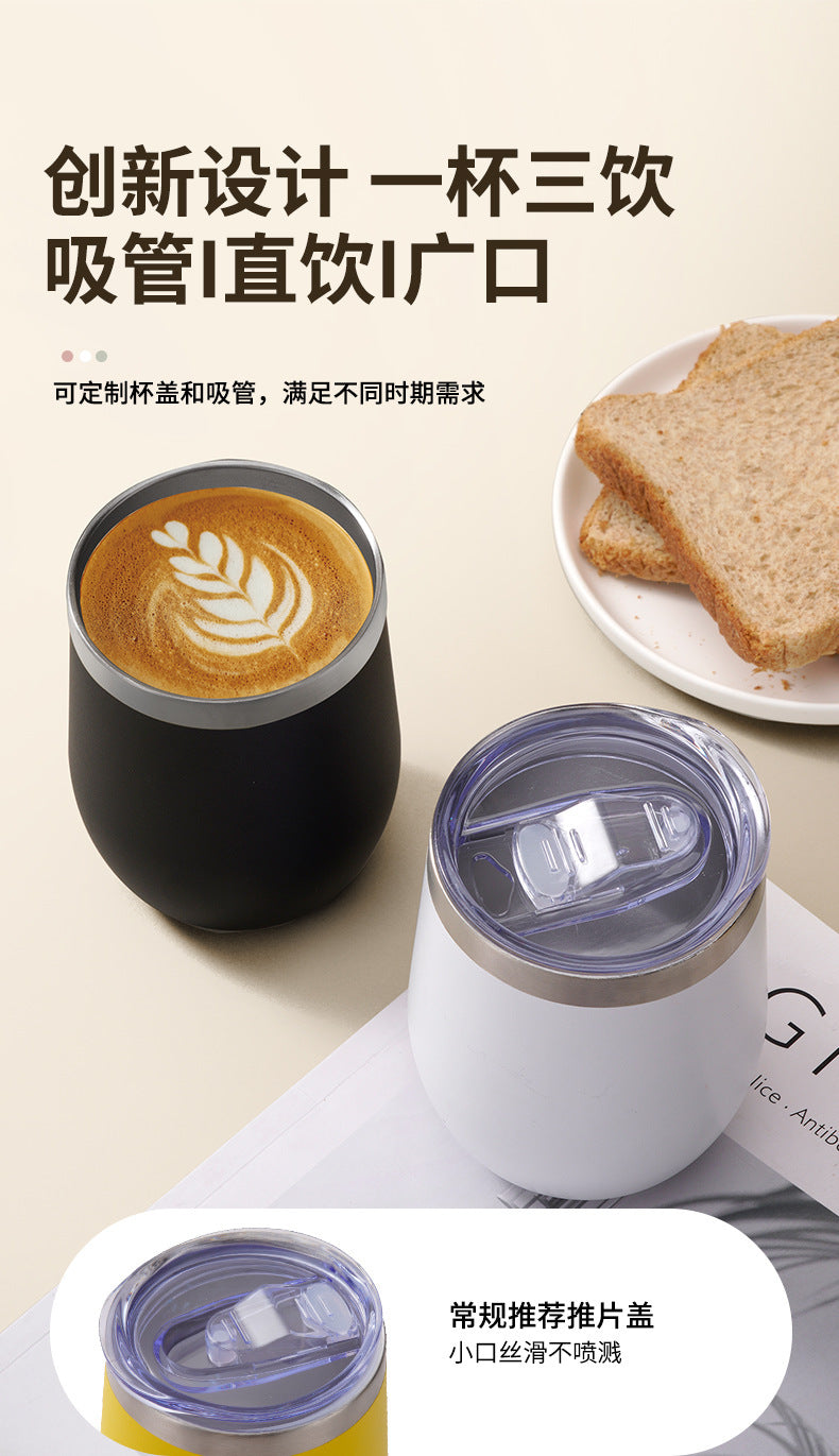 304 Stainless Steel Eggshell Cup Portable Cross-Border U-Shaped Wine Thermos Cup 12oz Cup American Style Wholesale Aviation Cup