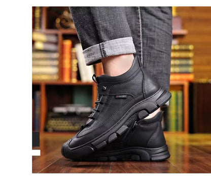 Cold-resistant warm cotton-padded shoes men's warm winter thickened fluff outdoor leather high-top one-piece Northeast snow boots non-slip